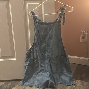 Aerie bow tie denim romper